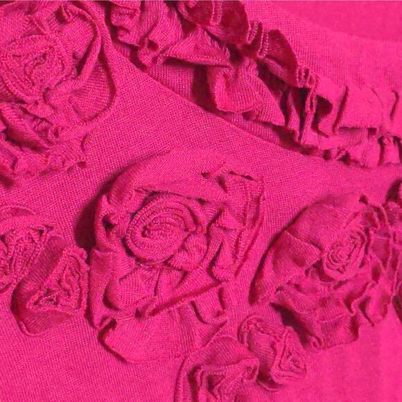 Boden Floret Ruffle Trim Tee in Fuchsia - Size M (UK 16) - EUC - Picture 3 of 7